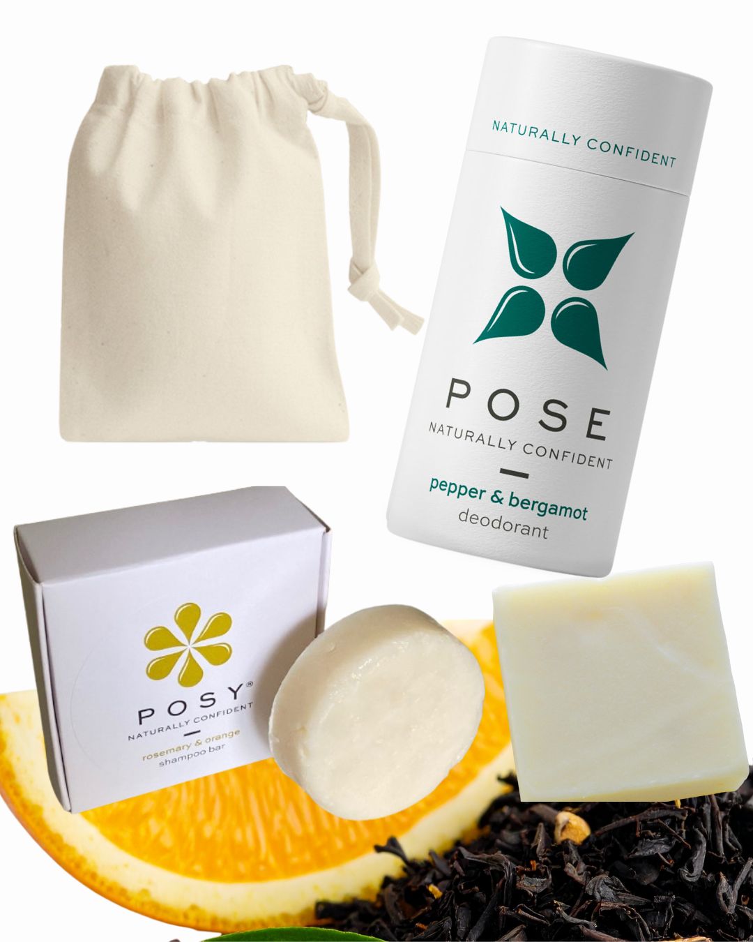 Deodorant, shampoo & conditioner bar cotton bag bundle