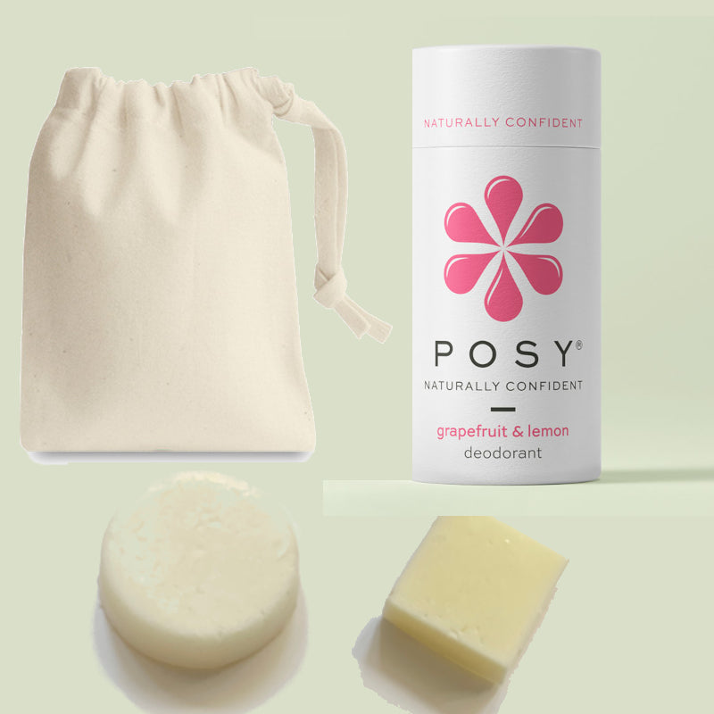 POSY natural deodrant and shampoo and conditioner bar bundle