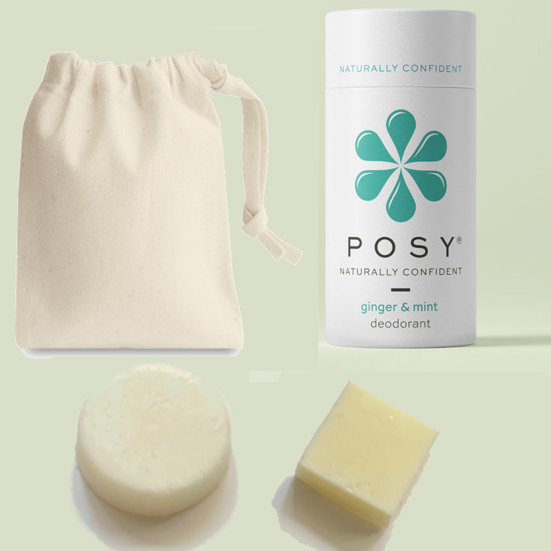 POSY natural deodorant and shampoo and conditioner bar gift
