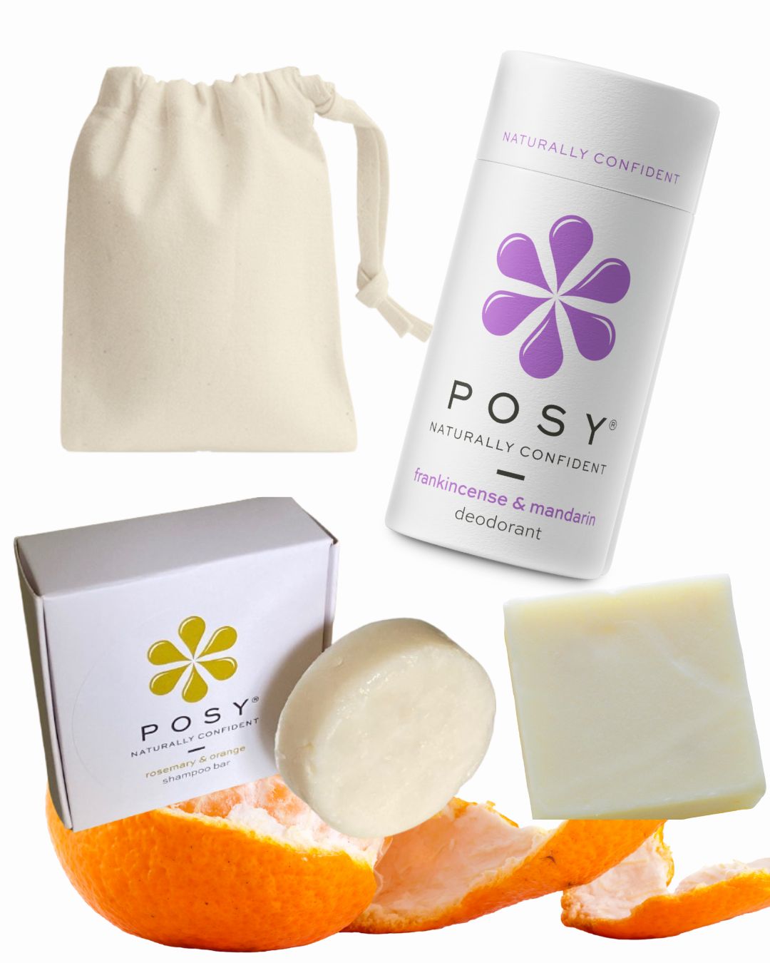 Deodorant, shampoo & conditioner bar cotton bag bundle