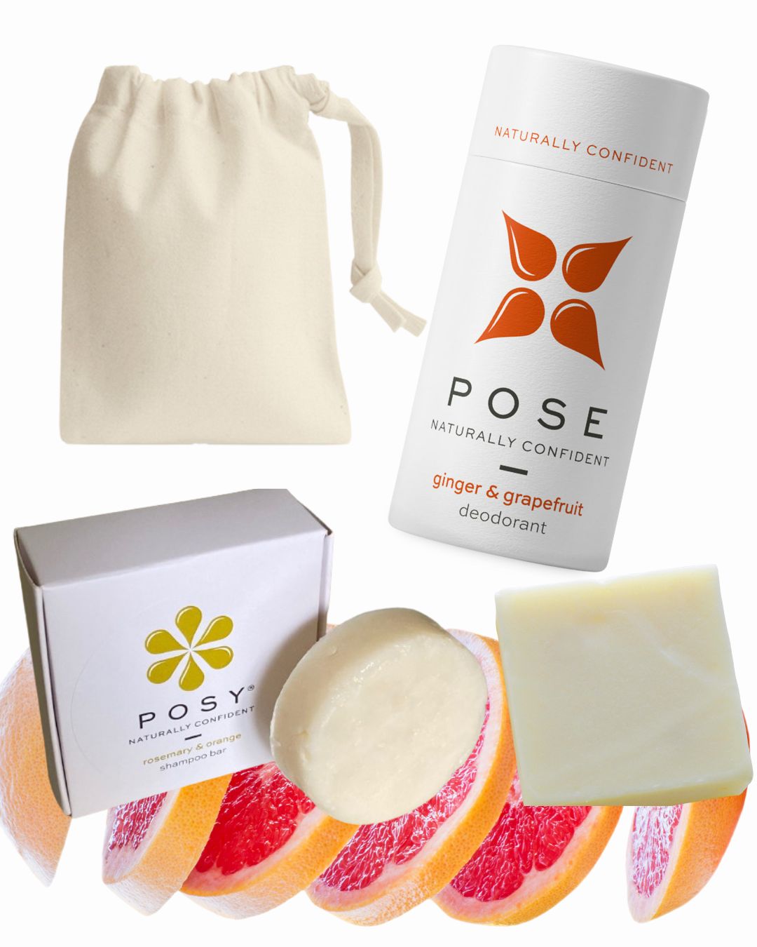 Deodorant, shampoo & conditioner bar cotton bag bundle