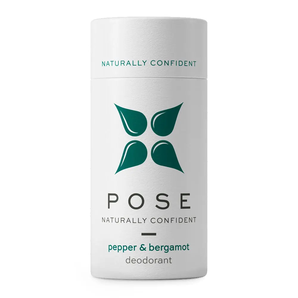 POSE pepper and bergamot natual deodorant in paperboard tube