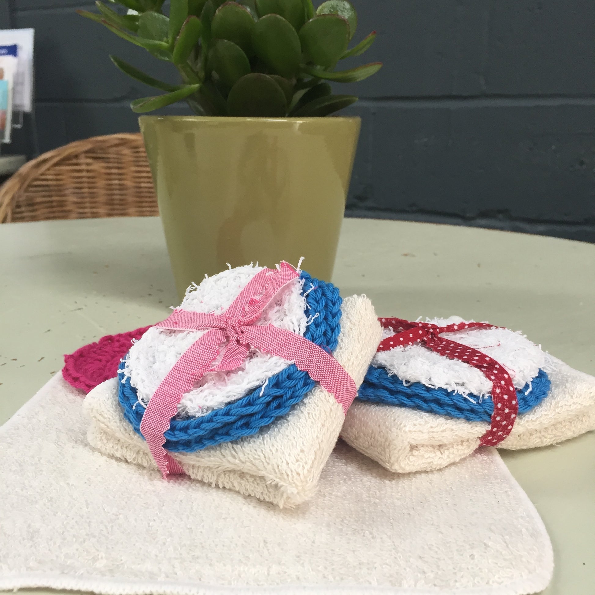 Posy cotton scrubbies for exfoliation or use in place of cotton wool with a muslin cloth