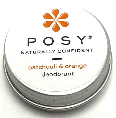 POSY patchouli and orange deodorant in a tin